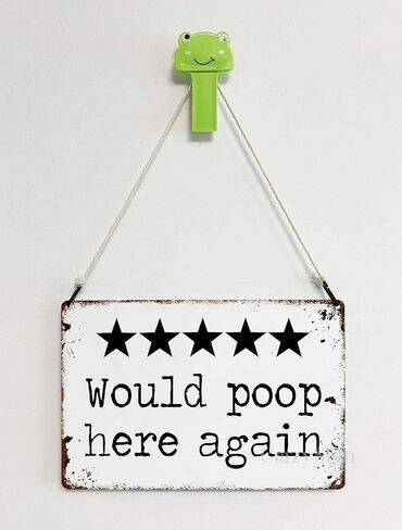 CrazySign Would Poop Here Again - Funny Five Star Rating Bathroom Sign Decor - Indoor Outhouse Bathroom Door Wall Art 8 x 12 Inch (221) in Saudi Arabia