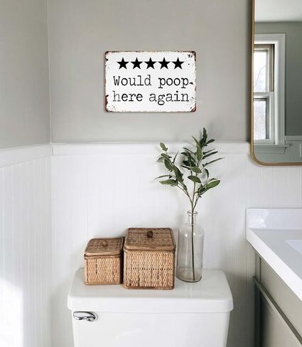 CrazySign Would Poop Here Again - Funny Five Star Rating Bathroom Sign Decor - Indoor Outhouse Bathroom Door Wall Art 8 x 12 Inch (221) in Saudi Arabia