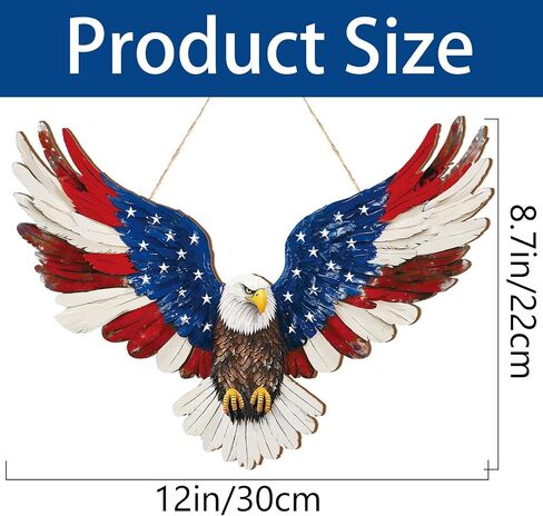 4th of July Eagle Wreath Hanging Door Sign 250th Anniversary Eagle Wreath Patriotic Wreath Wooden Door Sign 8.7x11.5 Inch 4th of July Decorations Door Hanging for Outdoor Porch Wall Farmhouse Decor in Saudi Arabia
