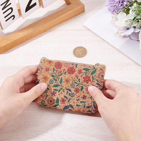 حقيبة مستحضرات التجميل من الفلين مقاس 3.3x4.5 من GORGECRAFT، حقيبة بسحاب نباتية متعددة الاستخدامات | حقيبة بسحاب متعددة الاستخدام للعملات المعدنية وبطاقات الائتمان والمكياج وإدراج محفظة صغيرة طبيعية وإكسسوار هدايا مستدامة in Kuwait