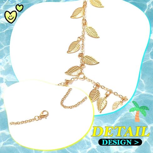 Leaf Thigh Chain Gold Layered Thigh Jewelry Summer Beach Garter for Women in Saudi Arabia