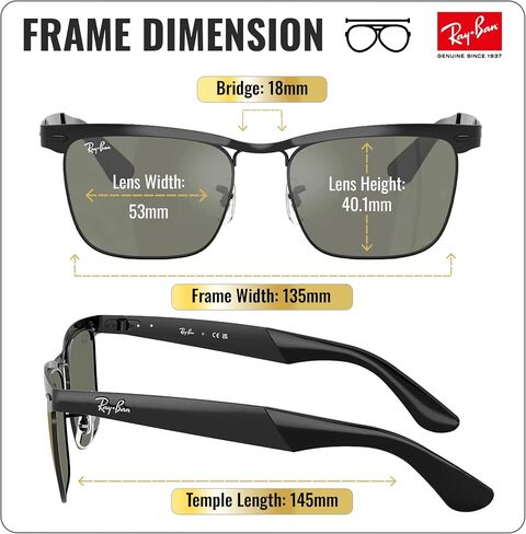 نظارات شمسية Ray-Ban RB3875 WAYFARER DELUXE مربعة الشكل مع مجموعة نظارات RAYBAN الرسمية in Kuwait