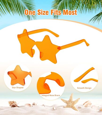 Pibupibu 48 Pack Colorful Fun Heart/Star/Butterfly Sunglasses Bulk Adults Unisex Rimless Party Glasses Set in Kuwait