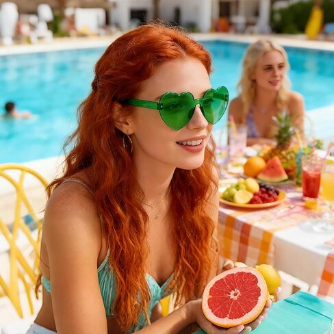 Pibupibu 48 Pack Colorful Fun Heart/Star/Butterfly Sunglasses Bulk Adults Unisex Rimless Party Glasses Set in Kuwait