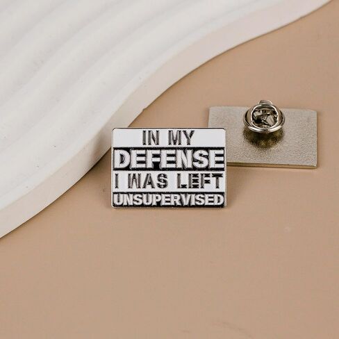 In My Defense I Was Left Unsupervised Sarcastic Humor Enamel Pin, Funny Chaotic Joke Pin Brooch For Sassy Friend Sarcastic Coworker, Playful Sarcasm Brooch Badge, Relatable Chaos Humor Lapel Badges, Witty Gift For Internet Meme Fans, Novelty Joke Accessor in Kuwait
