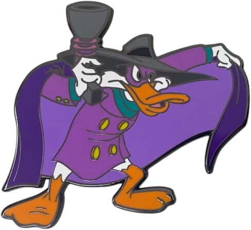 دبوس مينا لشخصية الرسوم المتحركة Caped Crusader Duck، عرض 5 سم، مطلي بالنيكل الأسود، ملصق مزدوج in Kuwait