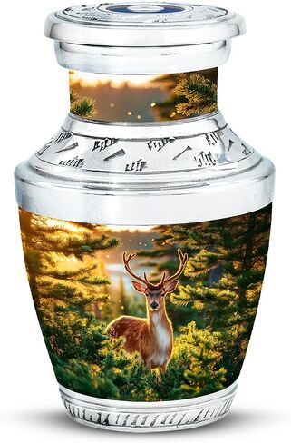 Deer Cremation Urn - Adult Urns for Men - Human Ashes for Mom - Large Memorial Green Urns for Adult Ashes - Decorative Forest Urn (10 Inch) in Saudi Arabia