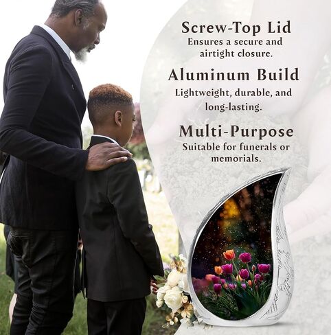 Tulip Decorative Cremation Urn for Ashes Adult Male – Large Blue Memorial Urn for Adult Human Ashes - Funeral Teardrop Urns for Women & Man- Flower Memorial Gifts for Loss of Mom - 10 Inch in Saudi Arabia