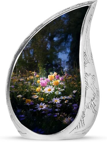 Tulip Decorative Cremation Urn for Ashes Adult Male – Large Blue Memorial Urn for Adult Human Ashes - Funeral Teardrop Urns for Women & Man- Flower Memorial Gifts for Loss of Mom - 10 Inch in Saudi Arabia