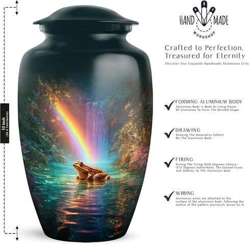 Frog Adult Cremation Funeral Urn for Human Ashes, Keepsake Memorial Gift, Handcrafted Small Urns for Ash Container, Combo, 1 Large 10 Inch & 2 Mini 3 Inch in Saudi Arabia