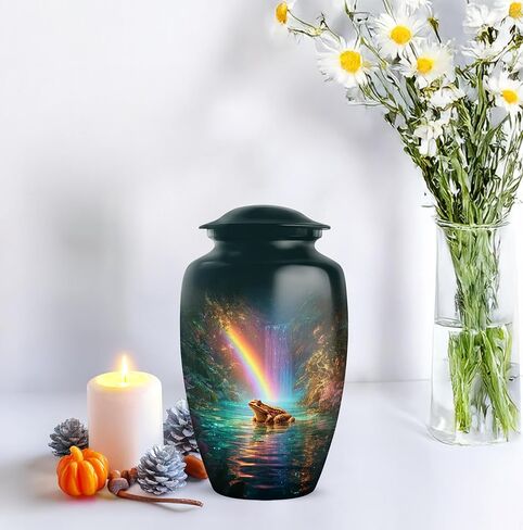 Frog Adult Cremation Funeral Urn for Human Ashes, Keepsake Memorial Gift, Handcrafted Small Urns for Ash Container, Combo, 1 Large 10 Inch & 2 Mini 3 Inch in Saudi Arabia
