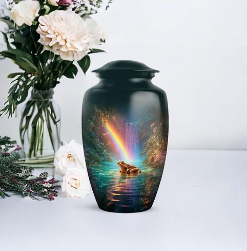 Frog Adult Cremation Funeral Urn for Human Ashes, Keepsake Memorial Gift, Handcrafted Small Urns for Ash Container, Combo, 1 Large 10 Inch & 2 Mini 3 Inch in Saudi Arabia