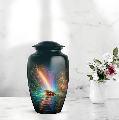 Frog Adult Cremation Funeral Urn for Human Ashes, Keepsake Memorial Gift, Handcrafted Small Urns for Ash Container, Combo, 1 Large 10 Inch & 2 Mini 3 Inch in Saudi Arabia