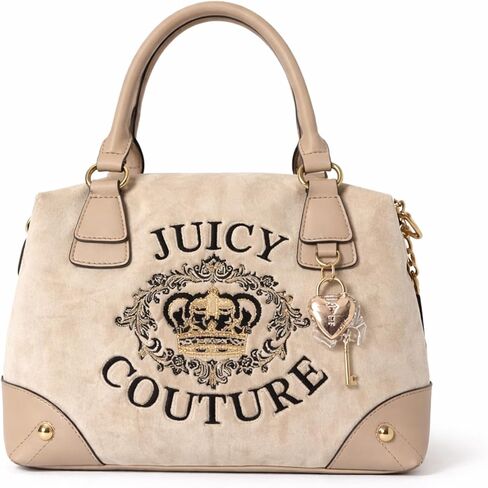 Juicy Couture Falling for Juicy Crossbody Satchel Velvet Handbag with Shoulder Strap Charm Detail 11x7 in Saudi Arabia