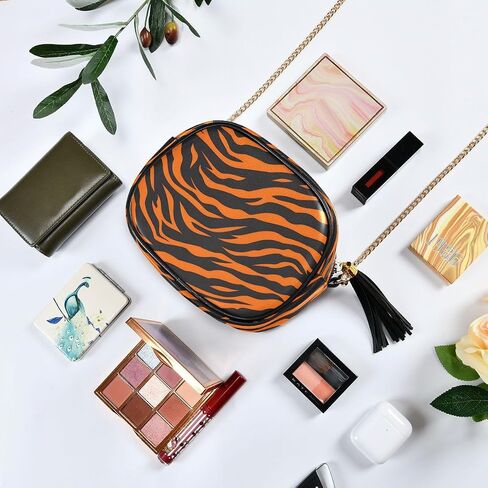 ALAZA Tiger Stripe Wild Animal Print Cross Body Fashion Chain Bag كتف واحد محفظة جلدية PU للنساء الفتيات in Kuwait