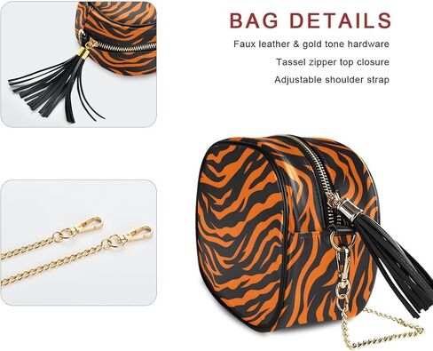 ALAZA Tiger Stripe Wild Animal Print Cross Body Fashion Chain Bag كتف واحد محفظة جلدية PU للنساء الفتيات in Kuwait