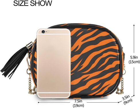 ALAZA Tiger Stripe Wild Animal Print Cross Body Fashion Chain Bag كتف واحد محفظة جلدية PU للنساء الفتيات in Kuwait