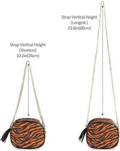 ALAZA Tiger Stripe Wild Animal Print Cross Body Fashion Chain Bag كتف واحد محفظة جلدية PU للنساء الفتيات in Kuwait