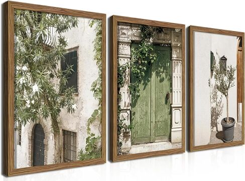 Wood Framed Vintage Italy Wall Art, Olive Green City Landscape Canvas Wall Decor Paintings, Large Modern Minimalist Posters Prints Pictures for Living Room,Bedroom,Office 12x16 Inch in Saudi Arabia