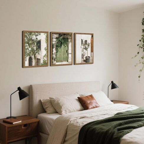 Wood Framed Vintage Italy Wall Art, Olive Green City Landscape Canvas Wall Decor Paintings, Large Modern Minimalist Posters Prints Pictures for Living Room,Bedroom,Office 12x16 Inch in Saudi Arabia