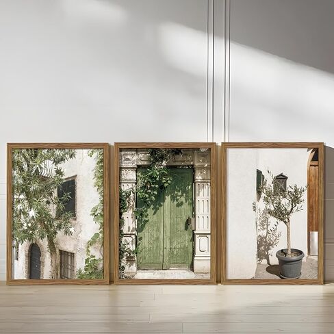 Wood Framed Vintage Italy Wall Art, Olive Green City Landscape Canvas Wall Decor Paintings, Large Modern Minimalist Posters Prints Pictures for Living Room,Bedroom,Office 12x16 Inch in Saudi Arabia