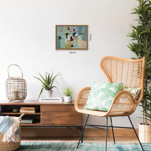 Vintage Wild Geese Wall Art, Neutral Abstract Flying BirdsFlying Birds Canvas Wall Decor Painting, Modern Colorful Geometric Animal Artwork Prints for Living Room Bedroom 12x16 Inch Wood Framed in Saudi Arabia