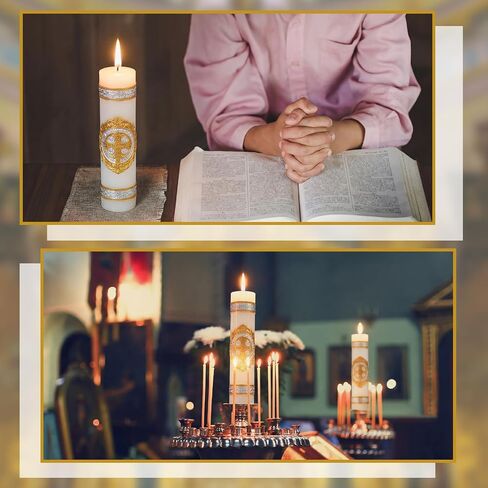 Conelist 8'' Cirios Religious Pascual Catolicos Medal Candle Catholic 2026 St Benedict Medals 3D Embossed Candles for Catholic First Communion Baptism Gift Baptism Prayer Easter Party Decoration in Kuwait