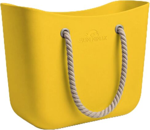 SUN NINJA Rubber Beach Bag - Extra Large Waterproof EVA Tote Bag with Comfortable Rope Handles for Beach, Boat, Pool, Outdoors & Travel - Washable, Sandproof & Anti-Skid Bottom Grip - Navy Blue, Tote in Kuwait