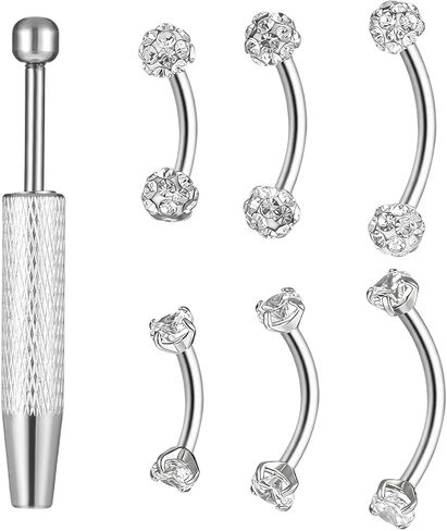 Tucnoeu Internally Threaded Eyebrow Piercing Jewelry, 16G 6mm 8mm 10mm Surgical Steel Silver Eyebrow Rings for Women Men, CZ Tiny Labret Lip Daith Navel Belly Button Helix Tragus Piercing Jewelry in Kuwait