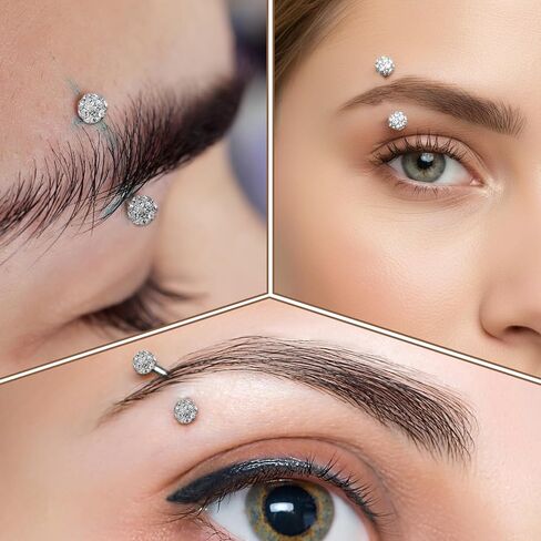 Tucnoeu Internally Threaded Eyebrow Piercing Jewelry, 16G 6mm 8mm 10mm Surgical Steel Silver Eyebrow Rings for Women Men, CZ Tiny Labret Lip Daith Navel Belly Button Helix Tragus Piercing Jewelry in Kuwait