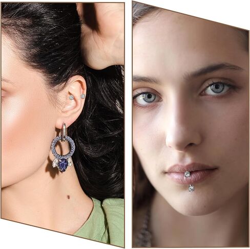 Tucnoeu Internally Threaded Eyebrow Piercing Jewelry, 16G 6mm 8mm 10mm Surgical Steel Silver Eyebrow Rings for Women Men, CZ Tiny Labret Lip Daith Navel Belly Button Helix Tragus Piercing Jewelry in Kuwait