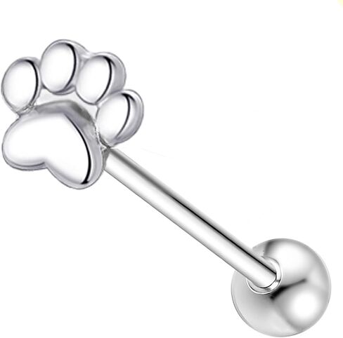 14G Small Claw Tongue Rings for Women and Men, Silver Cat/Dog Claw Surgical Steel Tongue Piercing Jewelry for Tongue Piercings, Silver Tongue Ring, 16mm Bar Length in Saudi Arabia