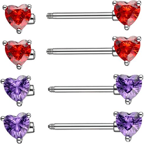 14G Titanium Nipple Barbell Internally Threaded – Heart CZ, Implant Grade Ti, Multipurpose for Rook Tragus Daith Body Piercing Jewelry in Saudi Arabia