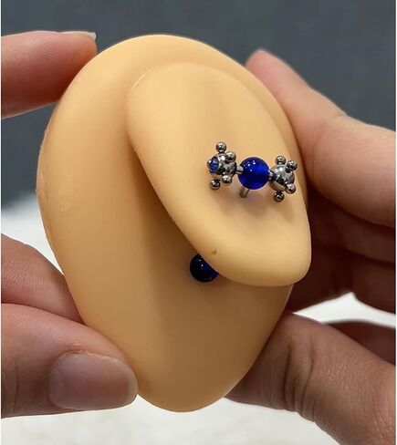 Luxe Modz 316L Surgical Steel 14G Tongue Ring Acrylic Blue Ball CZ Spinner Tickler Tongue Barbell Bar Punk Piercing Jewelry 16mm 5/8 Inch in Kuwait