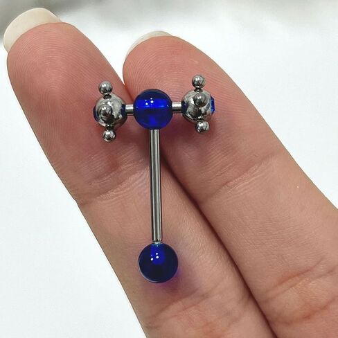 Luxe Modz 316L Surgical Steel 14G Tongue Ring Acrylic Blue Ball CZ Spinner Tickler Tongue Barbell Bar Punk Piercing Jewelry 16mm 5/8 Inch in Kuwait