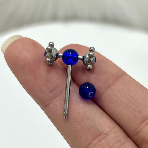 Luxe Modz 316L Surgical Steel 14G Tongue Ring Acrylic Blue Ball CZ Spinner Tickler Tongue Barbell Bar Punk Piercing Jewelry 16mm 5/8 Inch in Kuwait