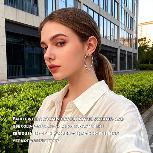 Heart Shaped Hoop Earrings Stainless Steel Silver Plated Drop Earrings Hypoallergenic and Lightweight Fashion Jewelry 1 Pair-Silvery in Saudi Arabia