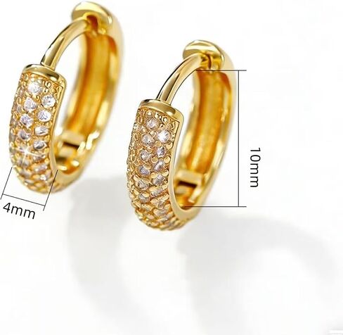 Dainty 14K Gold Plated Hoop Earrings for Women Small Gold Hoop Earring for Womens with Round Cubic Zirconia Lightweight Huggie Hoops Earring for Womens in Saudi Arabia