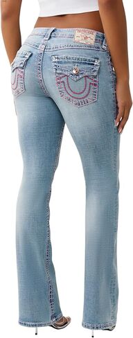 True Religion Women’s Becca Super T Bootcut Jean – Mid Rise Fit, Stretch Denim, Signature Super T Stitching in Saudi Arabia