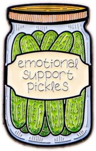 "Emotional Support Pickles" Jar Enamel Pin, Funny Mental Health Lapel Badge for Food Lovers in Saudi Arabia