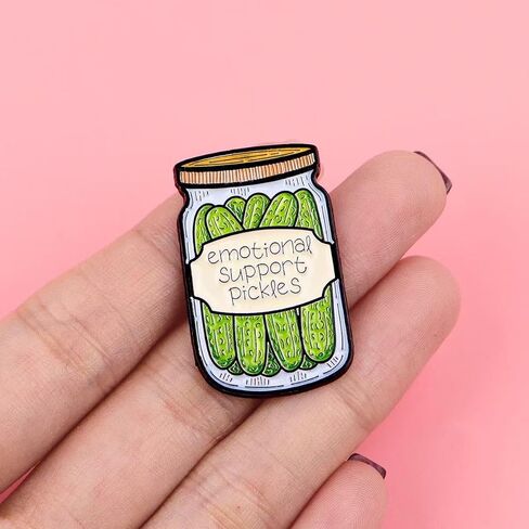 "Emotional Support Pickles" Jar Enamel Pin, Funny Mental Health Lapel Badge for Food Lovers in Saudi Arabia