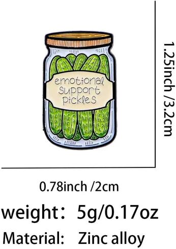 "Emotional Support Pickles" Jar Enamel Pin, Funny Mental Health Lapel Badge for Food Lovers in Saudi Arabia