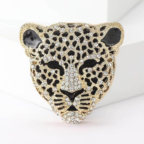 3-Piece Men's Vintage Leopard Head Brooch Set - Distinctive Cheetah Pins, Rhinestone Animal Lapel Pins Perfect for Suits, Casual Jackets, and Hat Accessories in Saudi Arabia