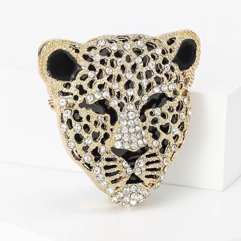 3-Piece Men's Vintage Leopard Head Brooch Set - Distinctive Cheetah Pins, Rhinestone Animal Lapel Pins Perfect for Suits, Casual Jackets, and Hat Accessories in Saudi Arabia