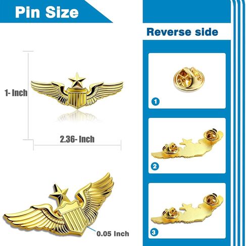 100/Pack Gold Pilot Wings Pins Badge, Flight Attendant Costume Air Force Wing Lapel Pin for Hat Shirt Uniform in Saudi Arabia