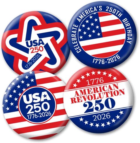 BUTTON DELI 4-Pack Buttons - United States of America Semiquincentennial Revolution 582 in Saudi Arabia