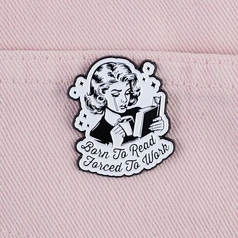 Born To Read Forced To Work Bookish Girl Enamel Pin, Funny Sarcasm Pin Brooch For Book Lover Reader Librarian Writer, Sarcastic Bookish Brooch Badges, Funny Bookworm Lapel Badge, Reading Humor Gift, Book Nerd Jewelry Accessories in Kuwait