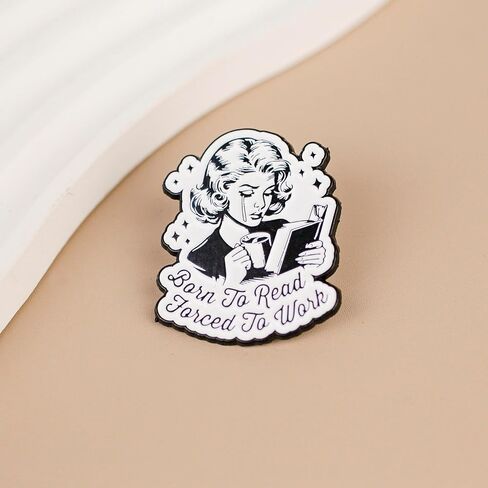 Born To Read Forced To Work Bookish Girl Enamel Pin, Funny Sarcasm Pin Brooch For Book Lover Reader Librarian Writer, Sarcastic Bookish Brooch Badges, Funny Bookworm Lapel Badge, Reading Humor Gift, Book Nerd Jewelry Accessories in Kuwait