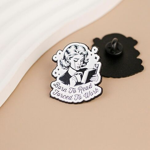 Born To Read Forced To Work Bookish Girl Enamel Pin, Funny Sarcasm Pin Brooch For Book Lover Reader Librarian Writer, Sarcastic Bookish Brooch Badges, Funny Bookworm Lapel Badge, Reading Humor Gift, Book Nerd Jewelry Accessories in Kuwait