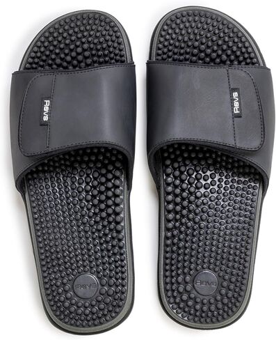 Revs - Men’s Slip-On Reflexology & Acupressure Massage Sandals. Comfort Footwear, Adjustable Strap, Shock Absorbing, Cushion Sole & Orthotic Arch. Wear for Pain Relief. US Orders Ship from US Stock in Kuwait